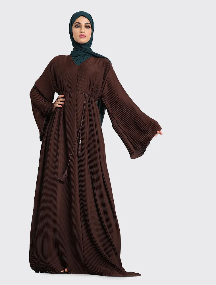 Chocolate Pleated Abaya